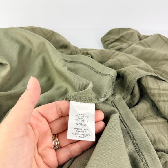 NEW Altar'd State M Peasant Boho Sage Green Tiered Puff Sleeve Womens Mini Dress - Picture 9 of 11